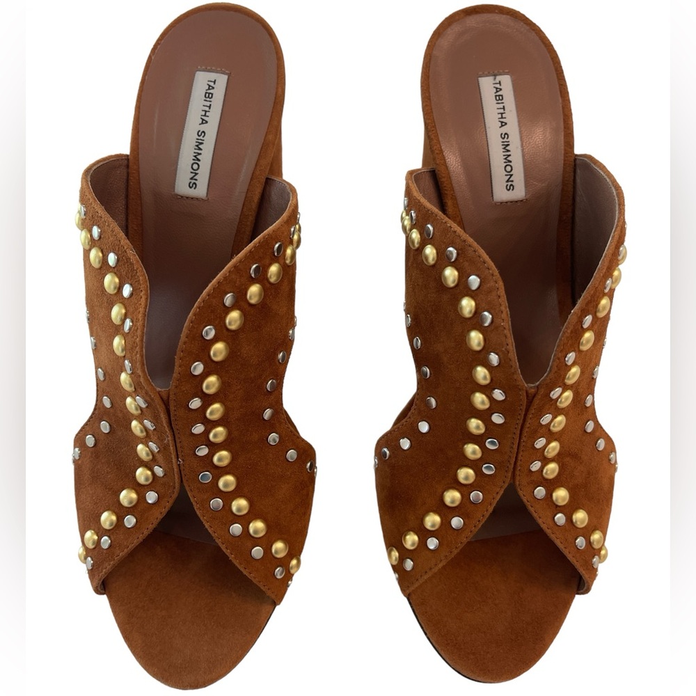 Tabitha Simmons Celia Brown Suede Sandals Studded Size 9 NIB - Picture 4 of 16